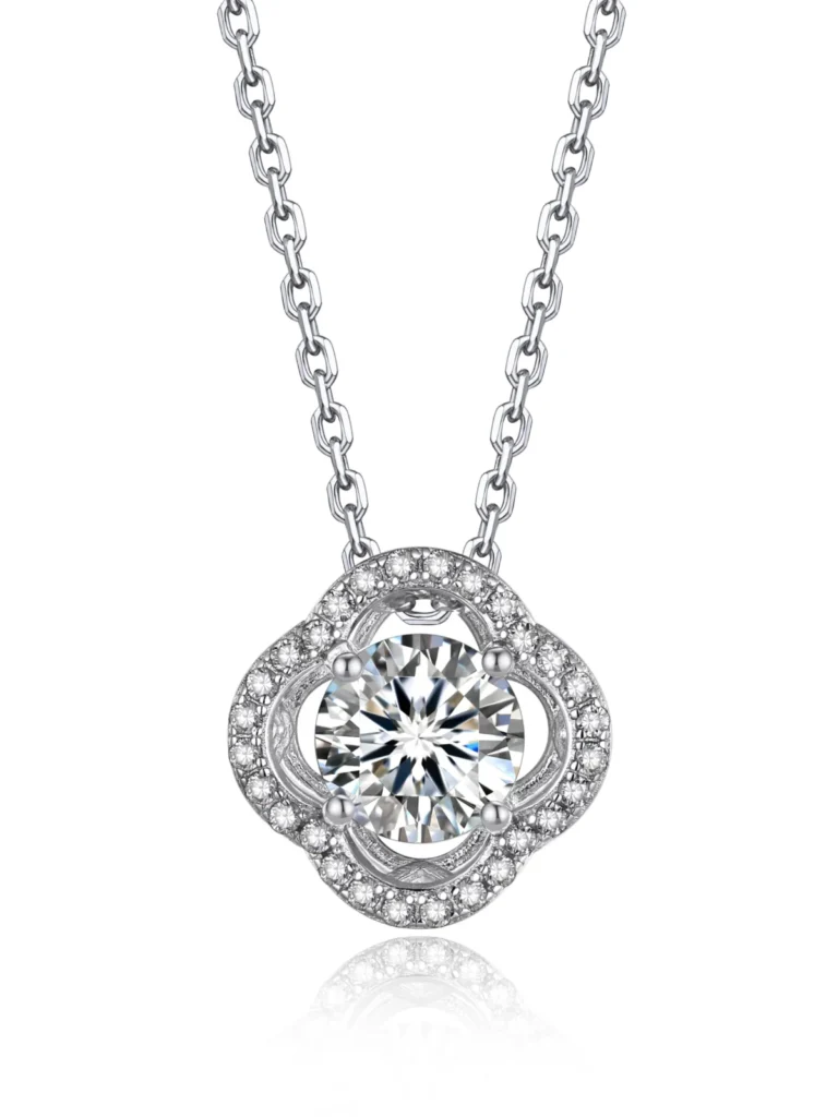MomentWish halo heart moissanite pendant necklace for women on 925 sterling silver chain
