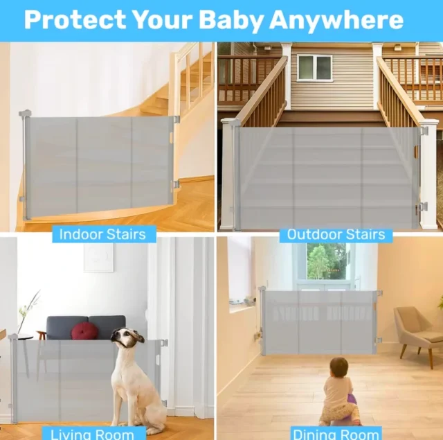 Baby Proof Me Retractable Baby Gate, Gray