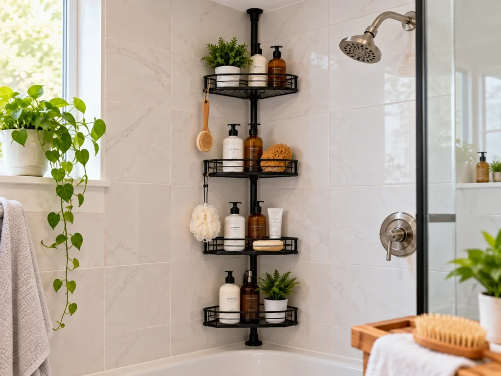 How to Choose a Tension Pole Shower Caddy (and Keep It From Slipping)