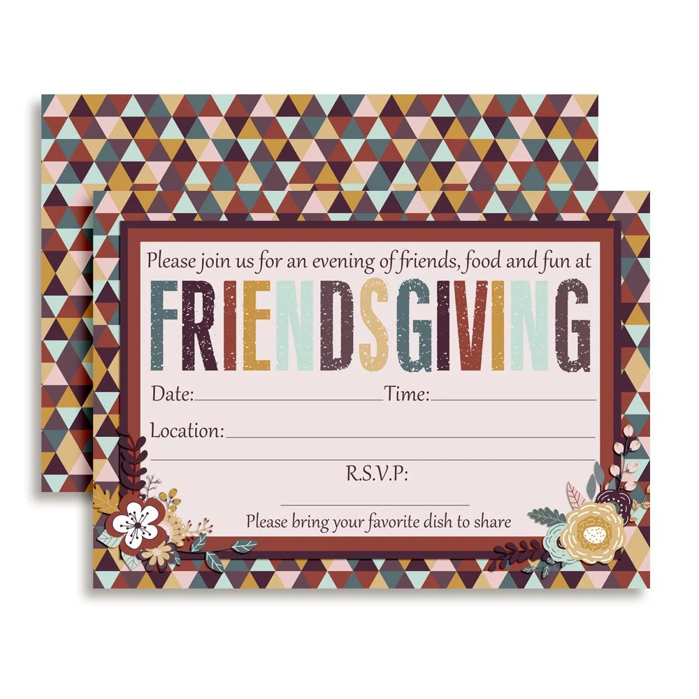 Amanda Creation Friendsgiving invitations 5x7 fill-in cards with white envelopes