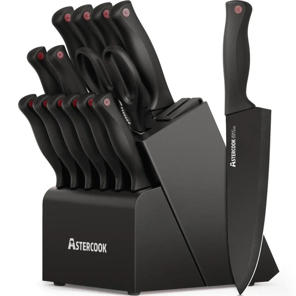 Astercook 14 PCS kitchen knife set in black