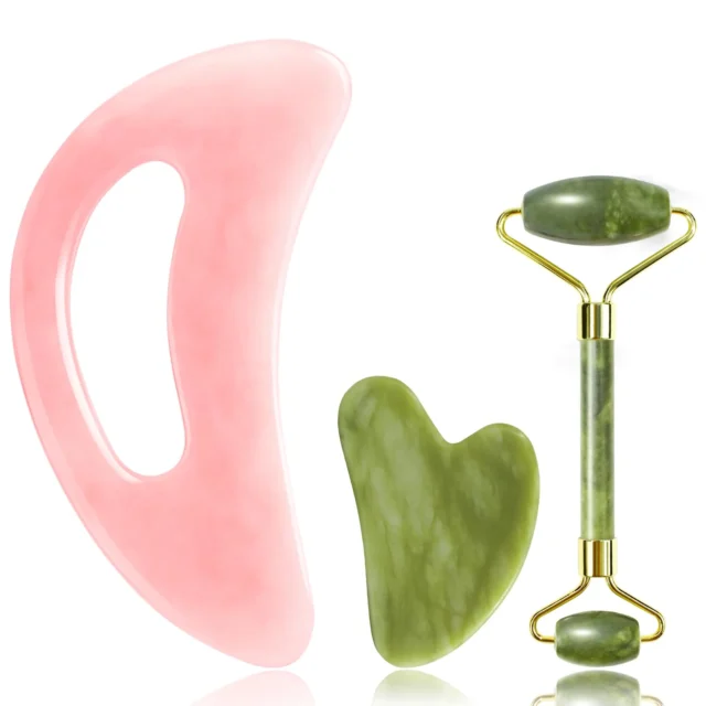 BAIMEI IcyMe Gua Sha Jade Roller Set and Resin Gua Sha Tool