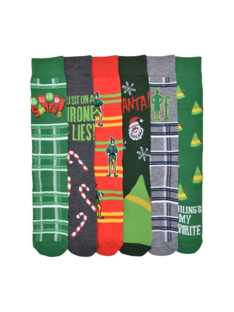 Department 56 Elf The Movie Men’s 6-Pack Crew Socks