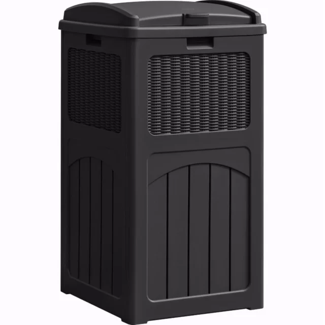 Devoko 35 Gallon All-Weather Trash Bin with Lid, Black
