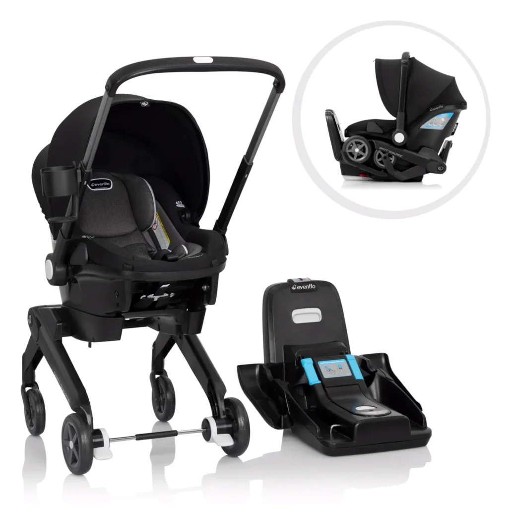 Evenflo Shyft DualRide infant car seat and stroller in Beaufort Black