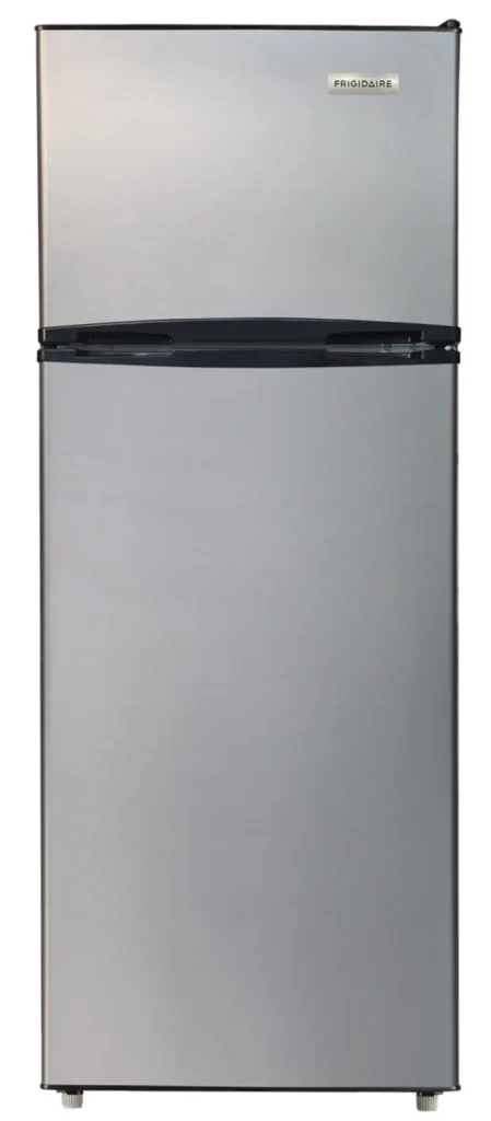 Frigidaire top-freezer refrigerator in platinum finish
