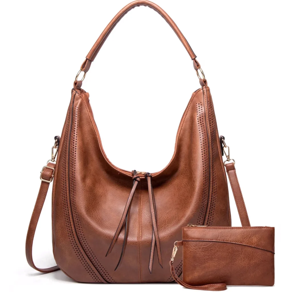 GMDISC brown leather women's crossbody hobo bag