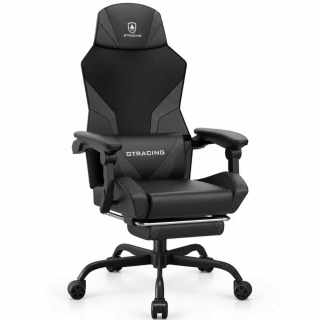 GTRACING Luft-400 Mesh & Faux Leather, Black with Carbon Fiber