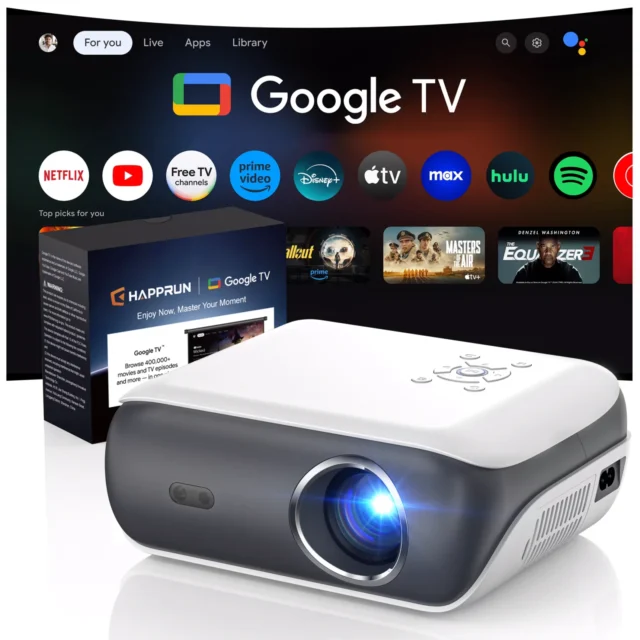 HAPPRUN Google TV Projector, 4K Smart Projector