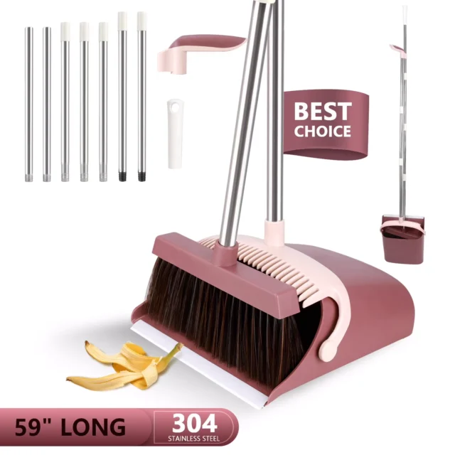 HOOFUN Broom with Dustpan Combo Set
