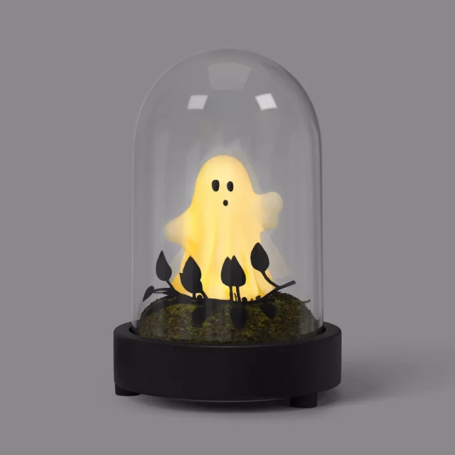 Hyde and EEK! Boutique Lit Plastic Ghost in Dome Decorative Cloche