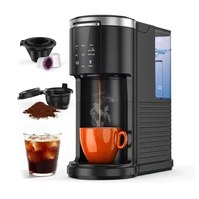 Kismile 2-in-1 Single Serve Coffee Pod & Ground Coffee Maker