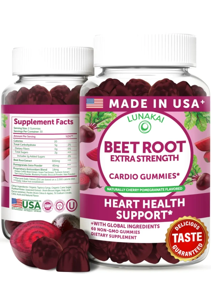 Lunakai beet root chewable gummies, 60 count