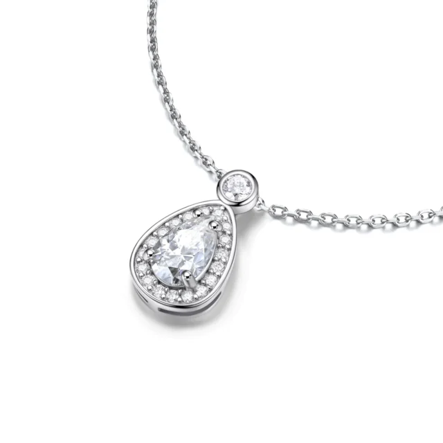 MomentWish 1 Carat Simulated Moissanite Heart Necklace for Women