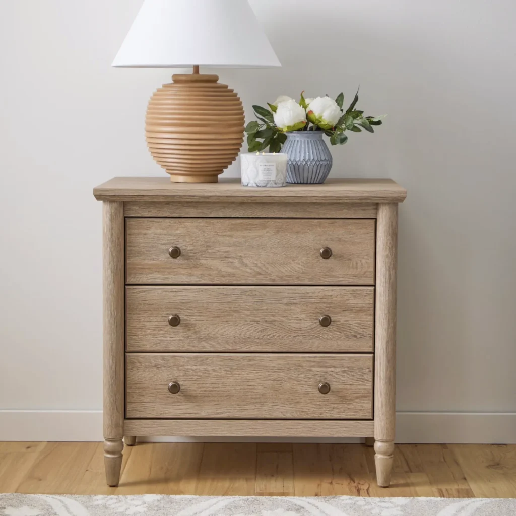 My Texas House Monroe 3-Drawer Nightstand, Brushed Oak