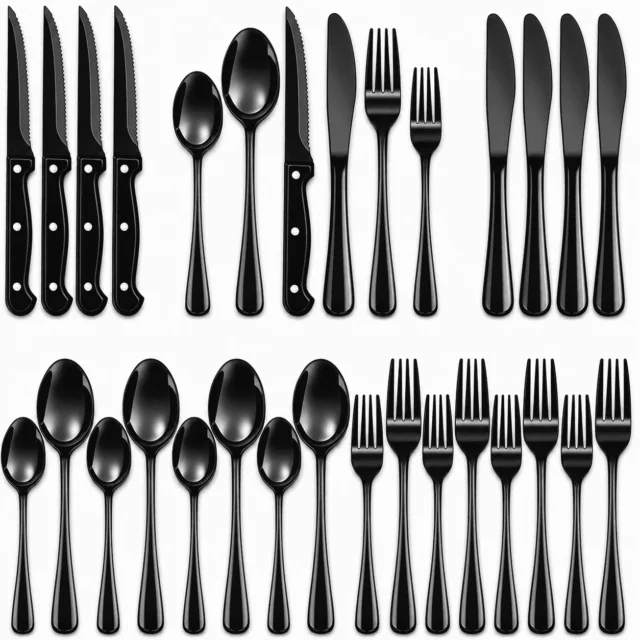 NULAS 24-Piece Silverware Set — Black