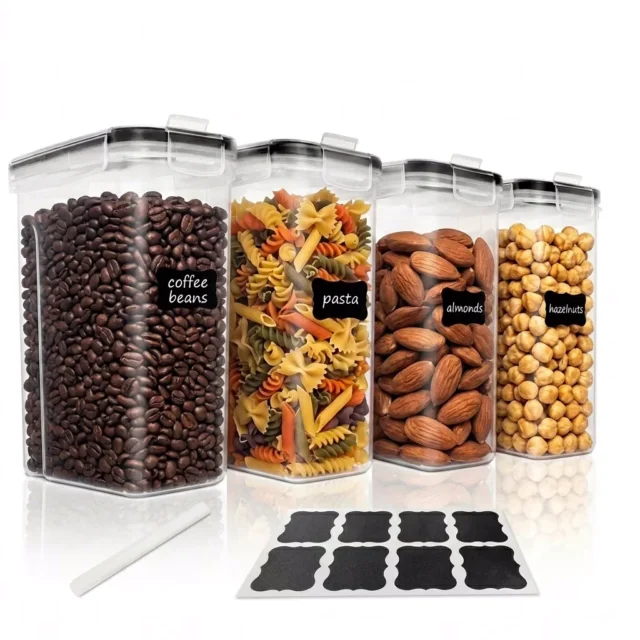 NULAS Airtight Food Storage Containers with Lids, 4pcs, Black