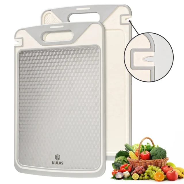 NULAS Cutting Board, Cutting Board with Knife Sharpener Double Sided