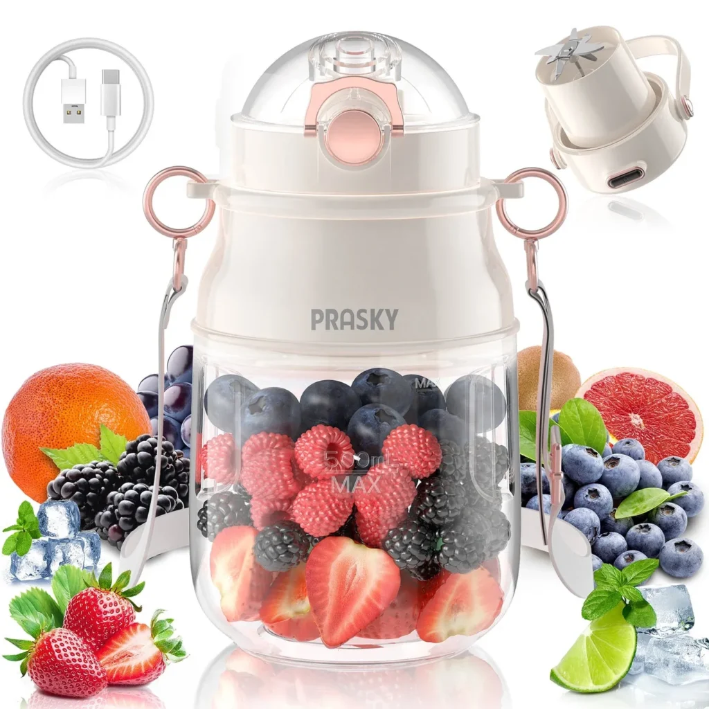 PRASKY 2-in-1 portable blender in white