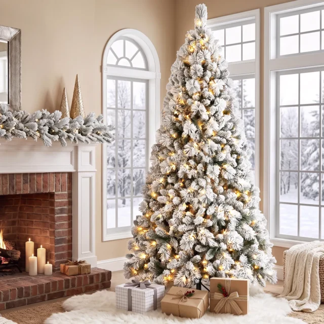 Rossetta 7.5 ft Pre-Lit Flocked Artificial Christmas Tree
