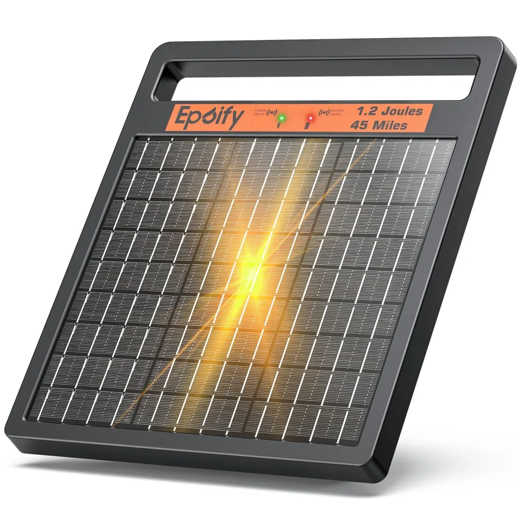 Epoify LD02 solar electric fence charger, all-in-one unit with solar panel and battery