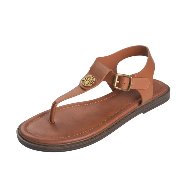 Stratuxx Kaze Women’s T-Strap Flat Sandals Adjustable Ankle Buckle