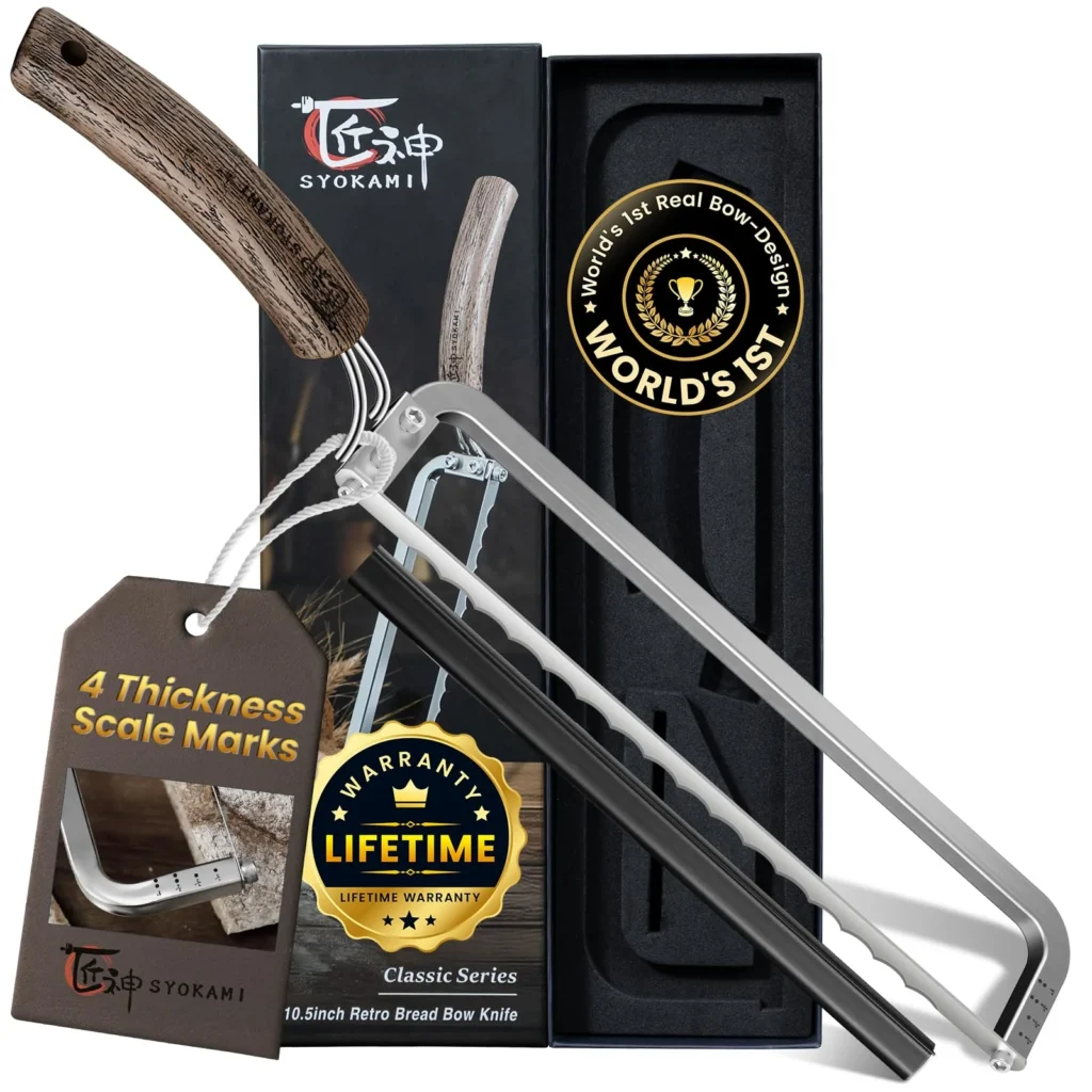 SYOKAMI Left-Handed Bread Knife for Homemade Bread, World's 1st Bow-Design