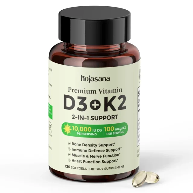 Vitamin D3 K2 10000IU 100mcg MK-7, 2-in-1 K2 D3 Vitamin Extra Strength