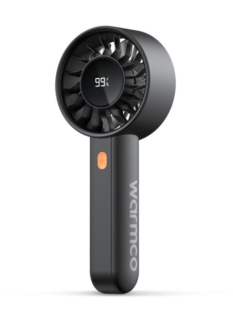 Warmco Portable Handheld Turbo Fan with LED Display, Black