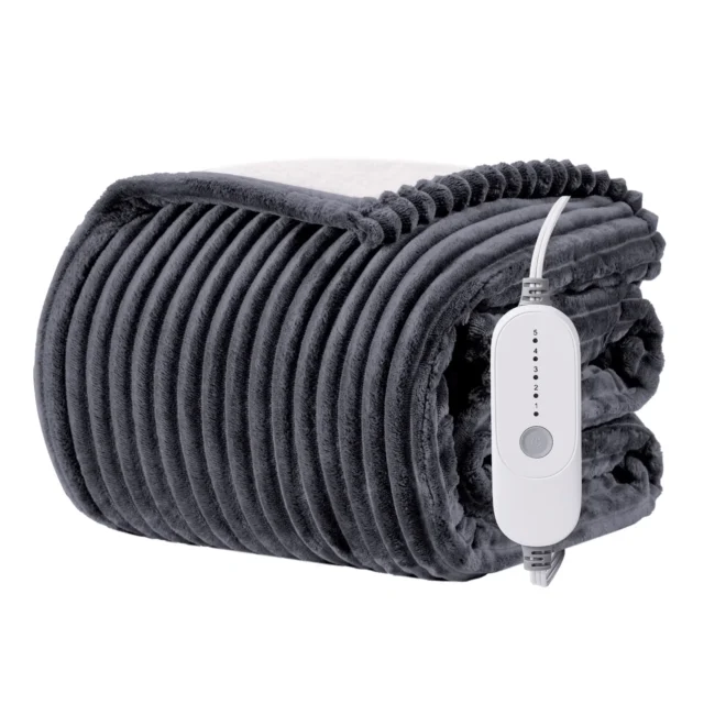 WISHEAD Electric Heated Blanket Full Size Throw, 72″x84″, Dark Gray