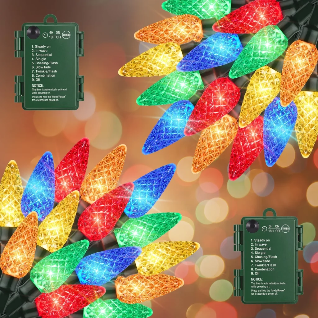 Brightown multicolor C6 battery string lights, two-pack