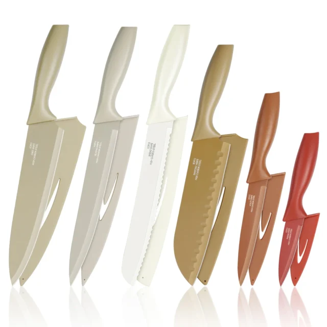 E-far 12-Piece Kitchen Knife Set with 6 Blade Guards (Multicolor)
