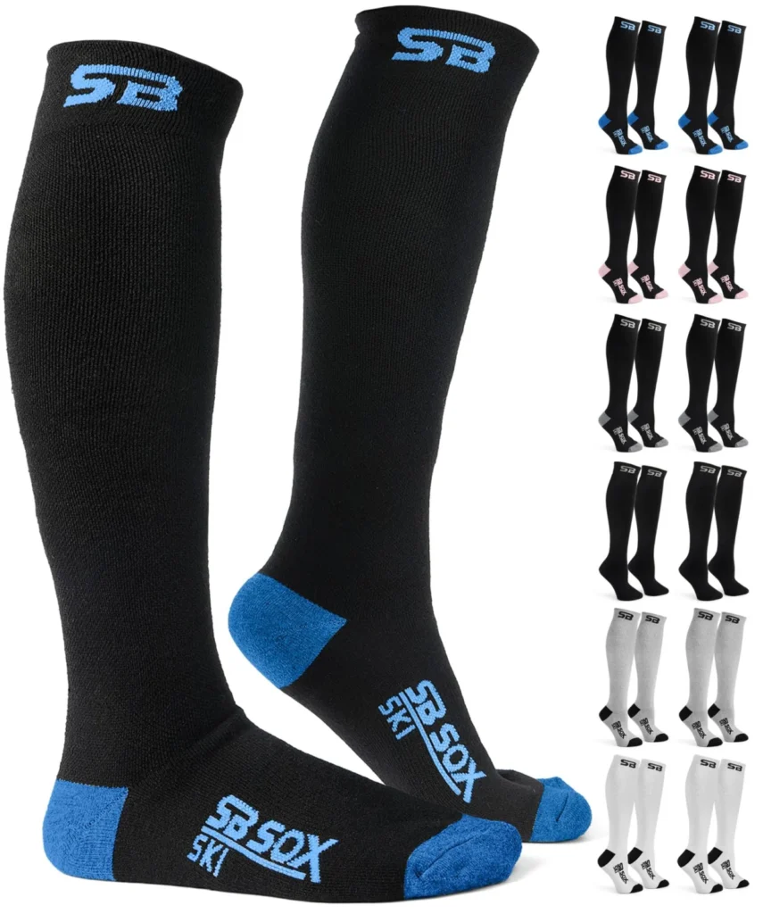 SB SOX two-pair over-the-calf ski socks in a merino wool blend