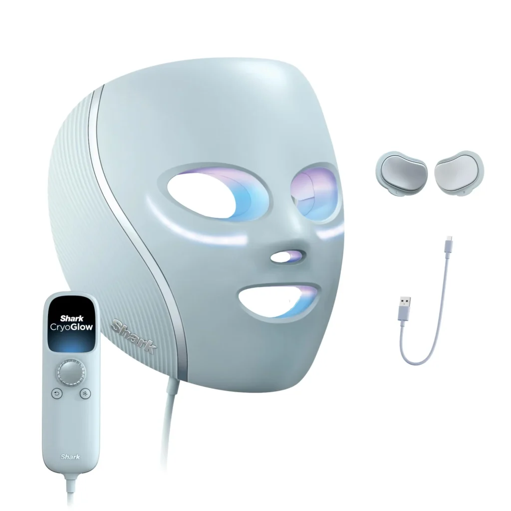 Shark CryoGlow LED face mask with clip-on chill pads