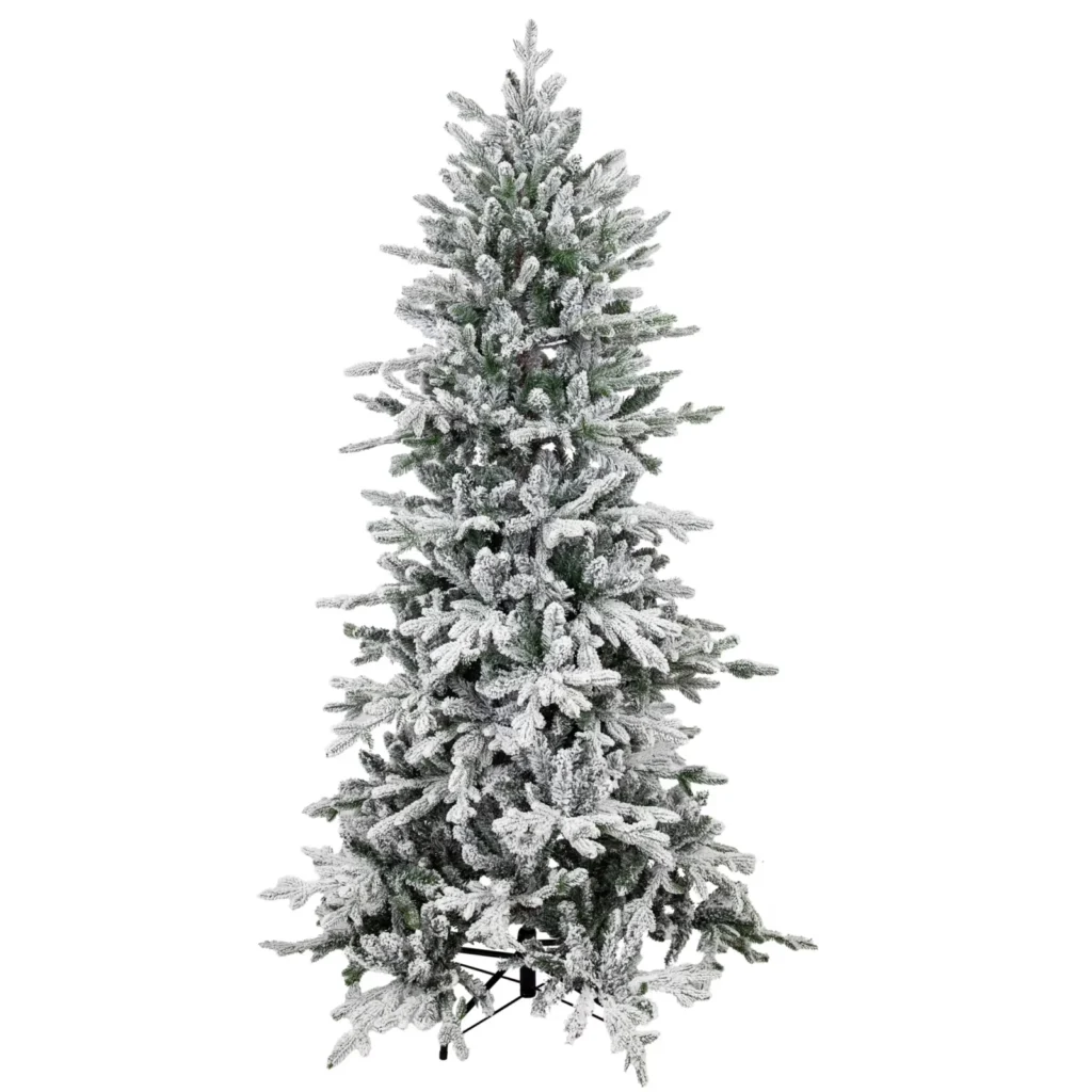 Sunnydaze Slim and Stately flocked artificial Christmas tree in green, 6 ft